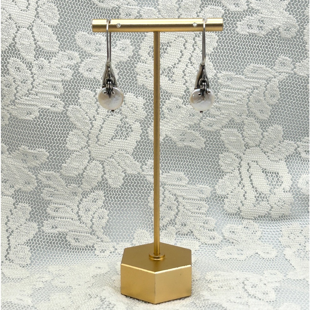 W1269 Rare Vintage Silpada 925 Sterling Silver Coin Pearl Earrings VHTF - Picture 5 of 10